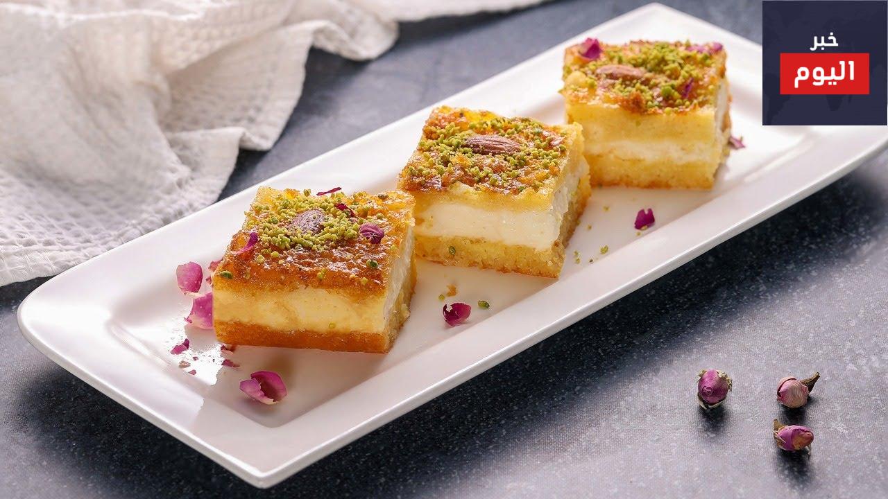 طريقة عمل البسبوسة بالسميد والقشطة